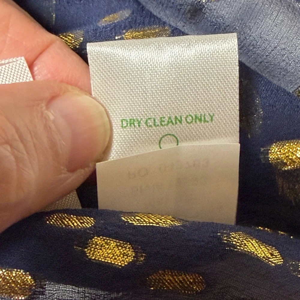 Lilly Pulitzer True Navy Gold Bubble Clip Dot Jacquard Blouse Top XS NWT SILK - Picture 8 of 11